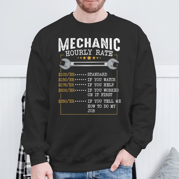 Mechanic Hourly Rate Labor Rates Co Workers Car Lover Sweatshirt Gifts for Old Men