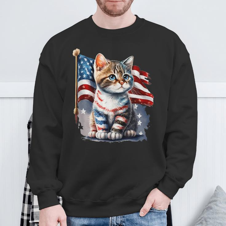 Memorial Day Cat 4Th Of July Patriotic Usa Flag Sweatshirt Gifts for Old Men
