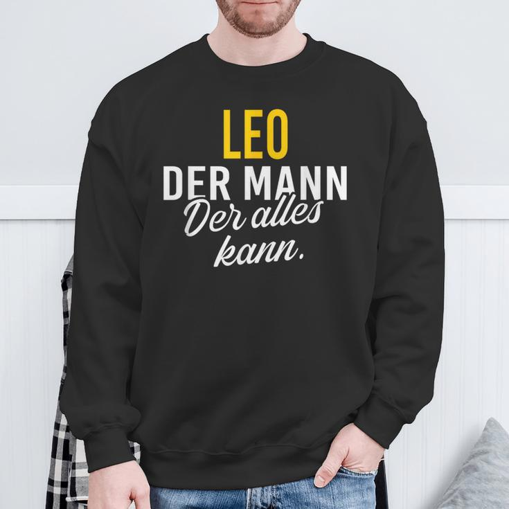 Men's Leo Der Mann Der Alles Kann Vorname Black Sweatshirt Geschenke für alte Männer