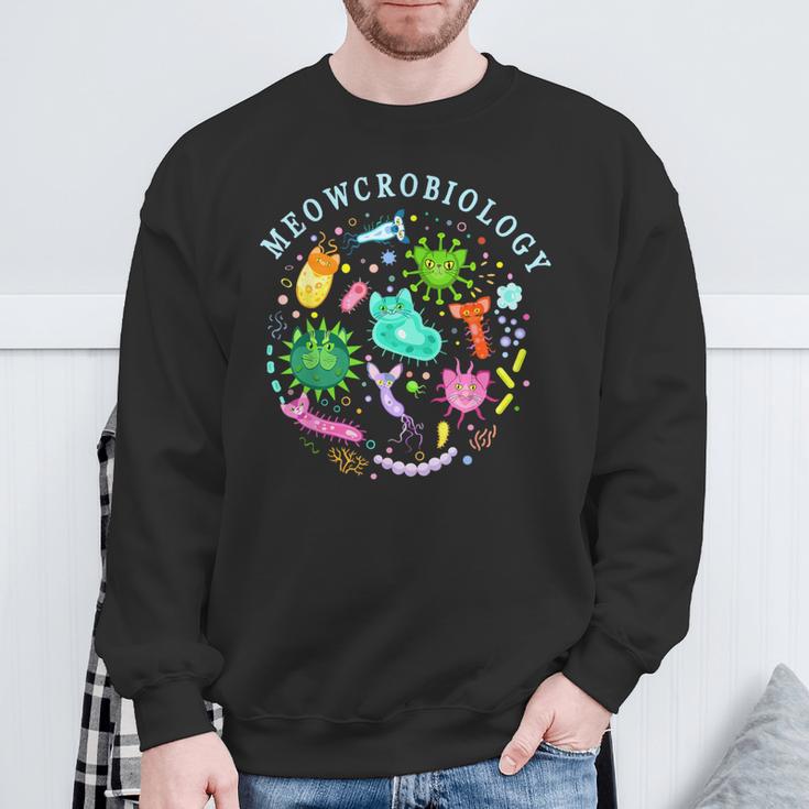 Meowcrobiology Cat Meow Microbiology Science Bacteriology Sweatshirt Gifts for Old Men