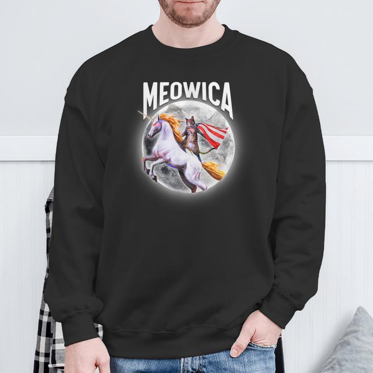 Meowica Total Solar Eclipse 2024 Cat Unicorn Sweatshirt Gifts for Old Men