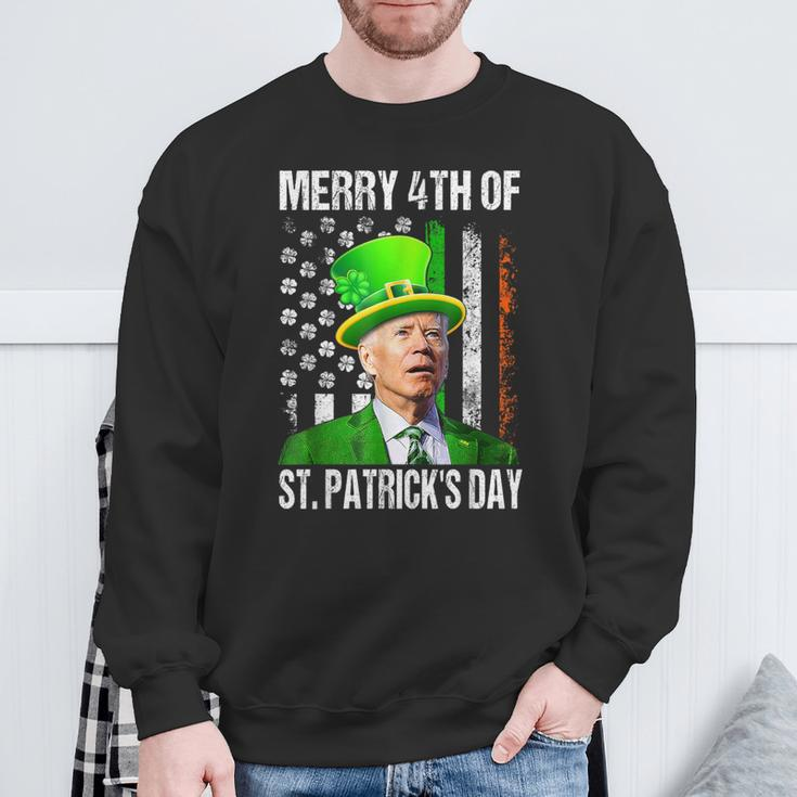 Merry 4Th Of St Patrick's Day Joe Biden Leprechaun Hat Sweatshirt Gifts for Old Men