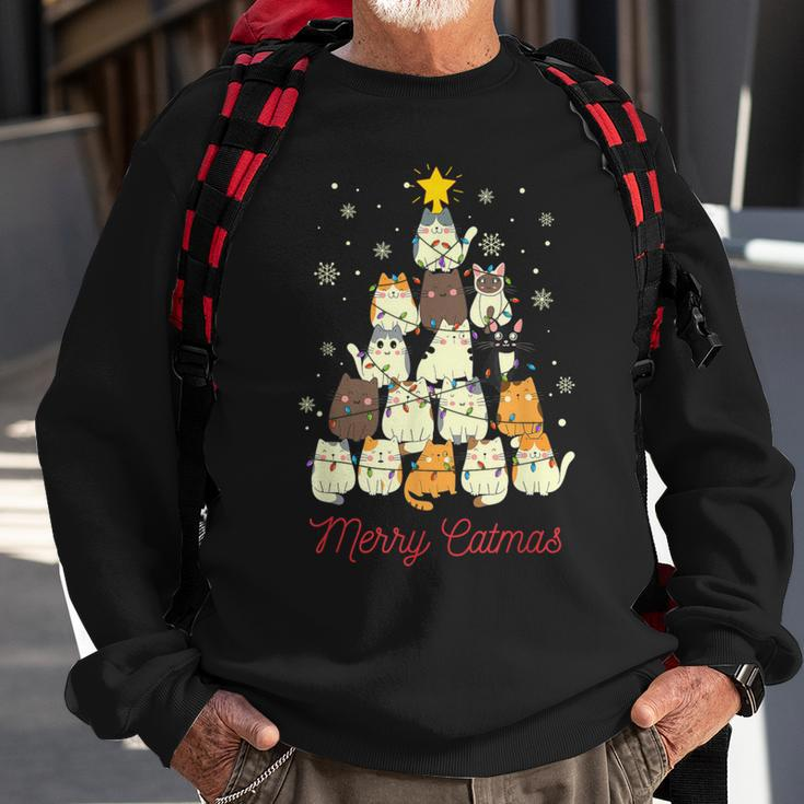 Merry Catmas Cat Christmas Tree Cat Lover Sweatshirt Gifts for Old Men
