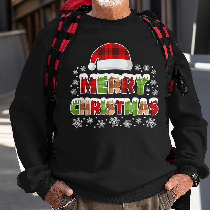 Merry Christmas Buffalo Plaid Xmas Sweatshirt Gifts for Old Men