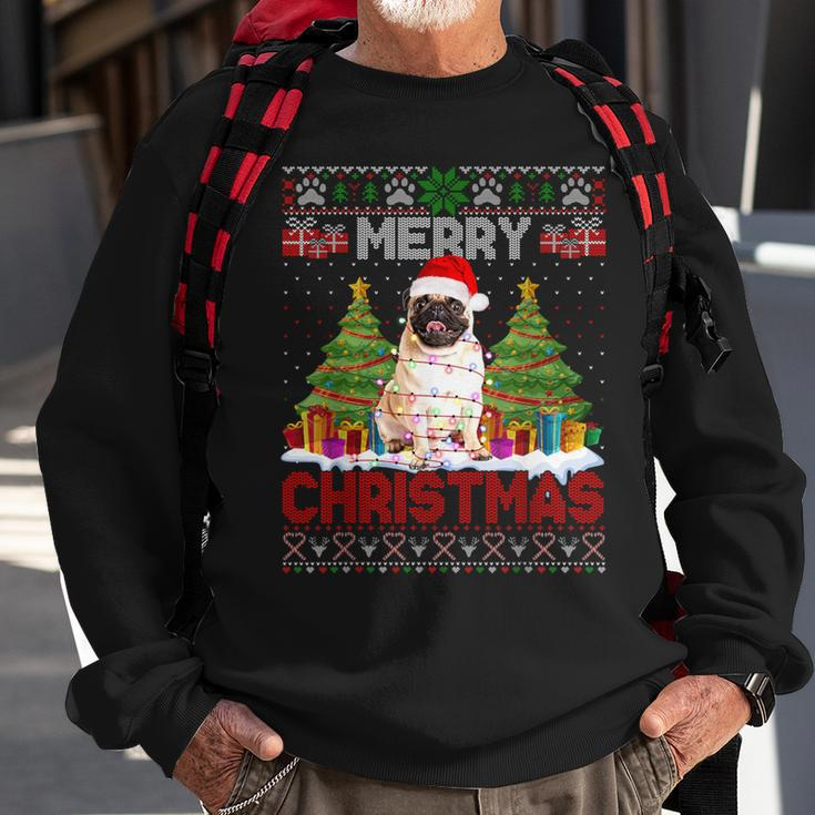 Merry Christmas Santa Light Pug Dog Family Ugly Sweater Sweatshirt Gifts for Old Men
