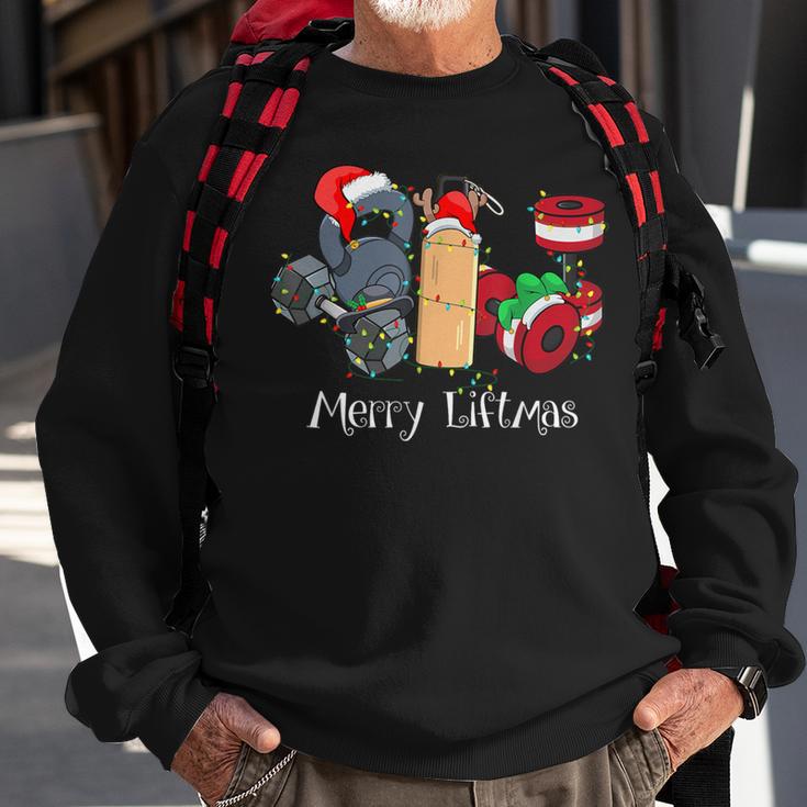 Merry Liftmas Christmas Gym Workout Kettlebell Weightlifting Sweatshirt Gifts for Old Men