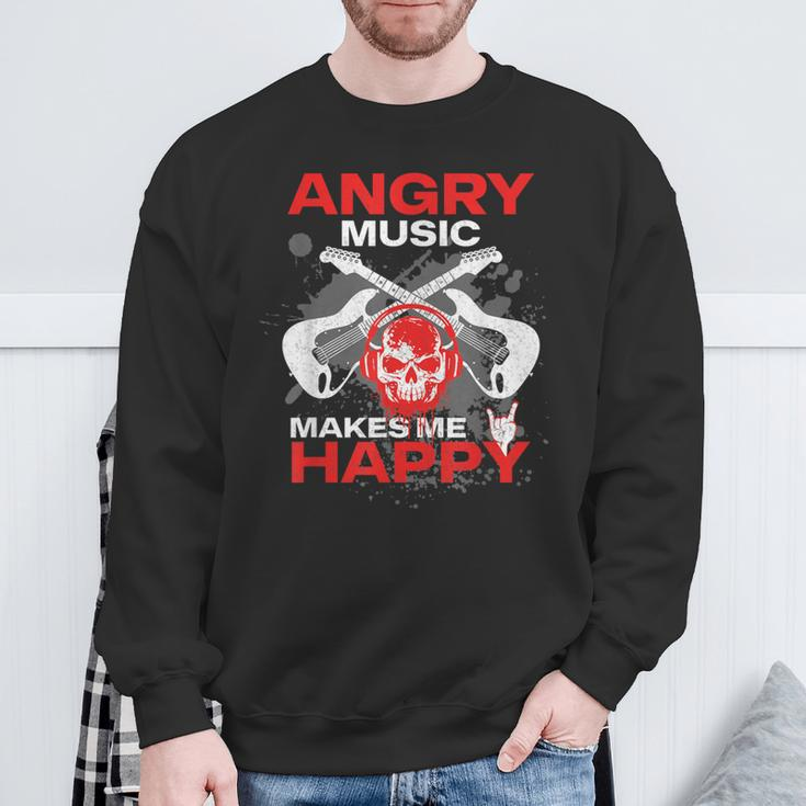 Metalhead Heavy Metal Angry Music Makes Me Happy Metal Fan Sweatshirt Gifts for Old Men