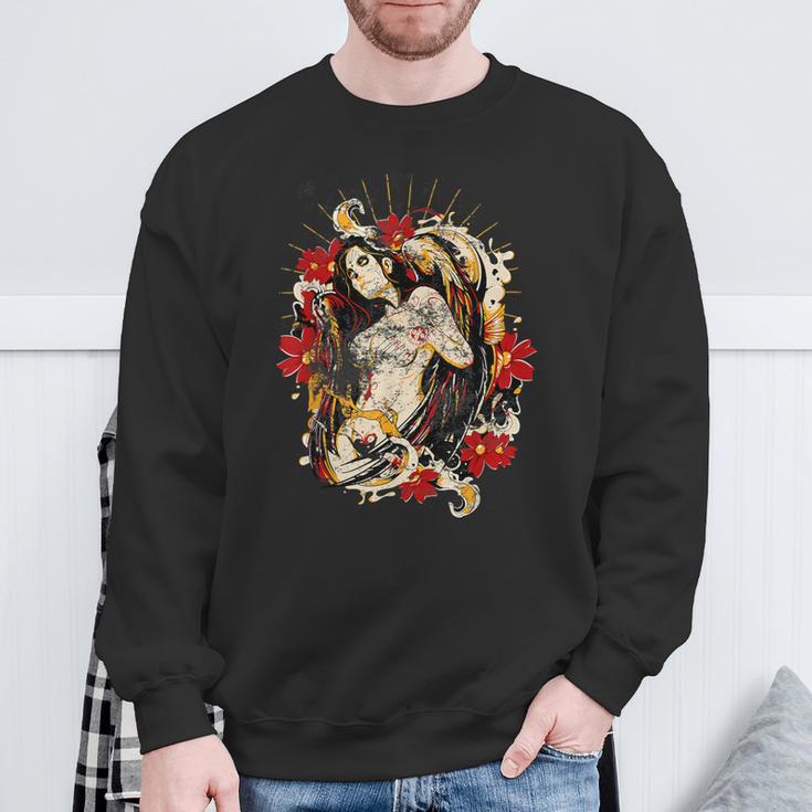 Mexican Tattoo Pin-Up Retro Vintage Day Of The Dead Sweatshirt Gifts for Old Men