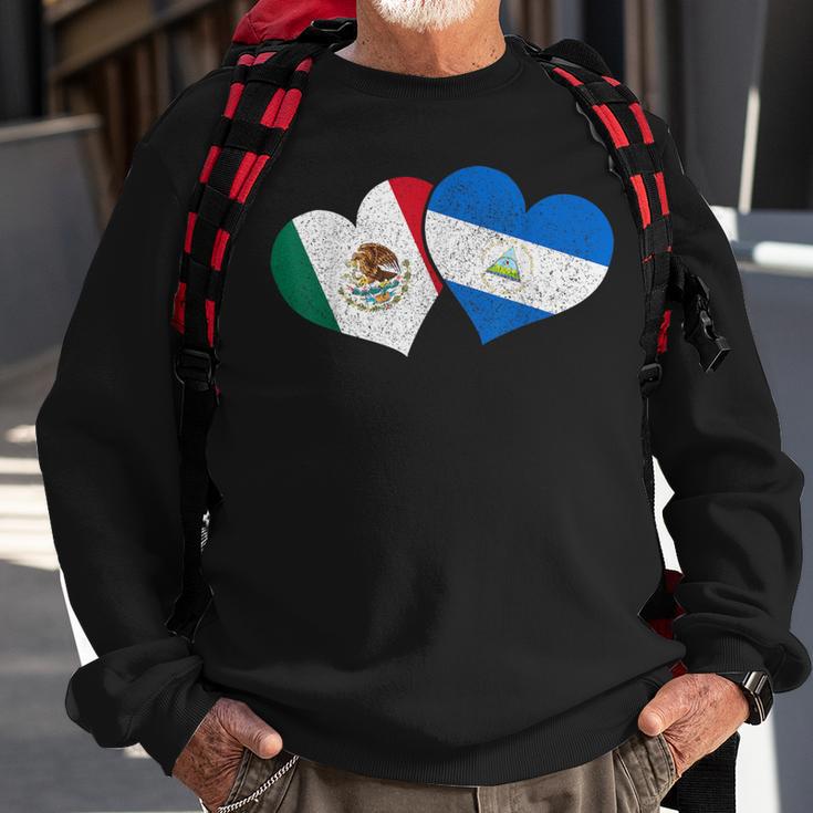 Mexico Nicaragua Hearts Mexican Nicaraguan Flag Pride Nica Sweatshirt Gifts for Old Men