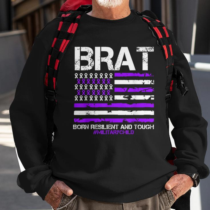 Military Brat Purple Up American Flag April Military Child Sweatshirt Gifts for Old Men