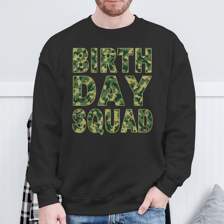 Military Green Camouflage Pattern Matching Birthday Squad Sweatshirt Gifts for Old Men
