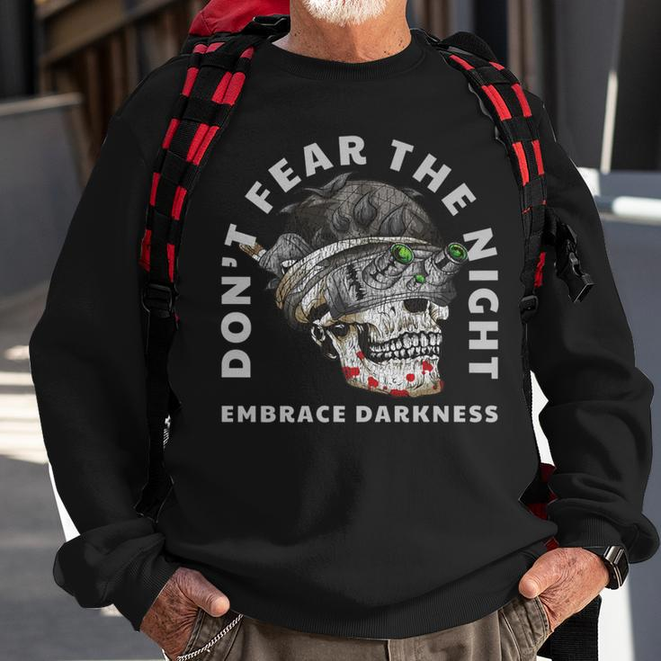 Military Tactical Skull Night Vision Embrace Darkness Sweatshirt Gifts for Old Men