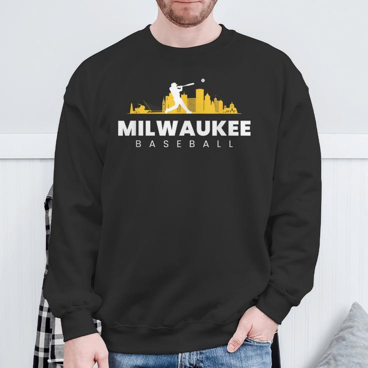 Milwaukee Baseball Vintage Minimalist Retro Baseball Lover Sweatshirt Gifts for Old Men