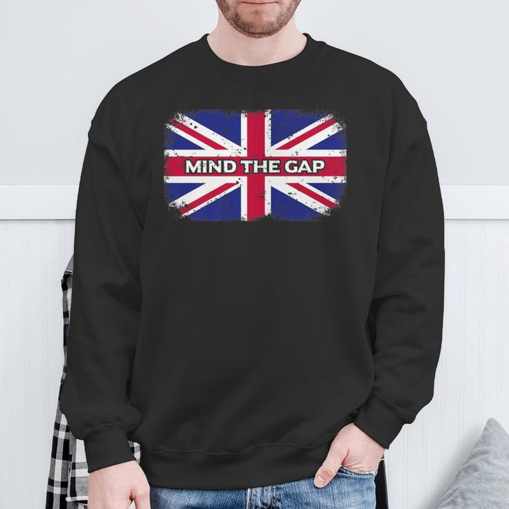 Mind The Gap Union Jack London Flag British Sweatshirt Gifts for Old Men
