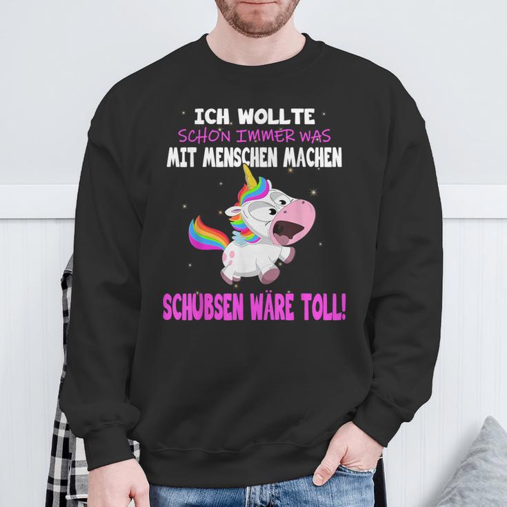 Was Mit Menschen Machen Unicorn Saying Sweatshirt Geschenke für alte Männer