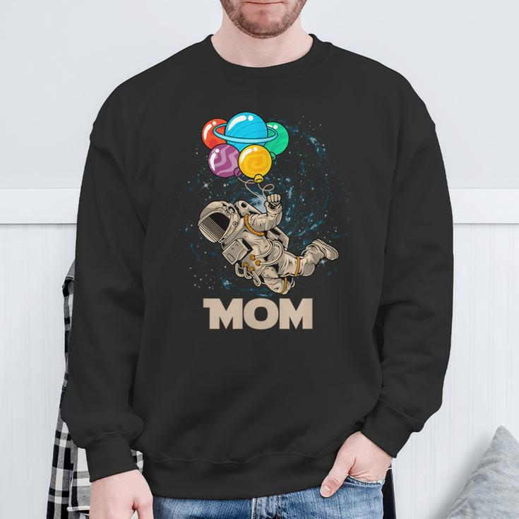 Mom Of Birthday Astronaut With Balloons Planets In Space Sweatshirt Gifts for Old Men