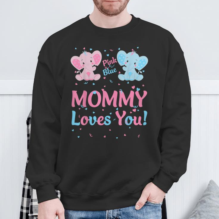 Mommy Gender Reveal Elephant Pink Blue Matching Family Mom Sweatshirt Gifts for Old Men