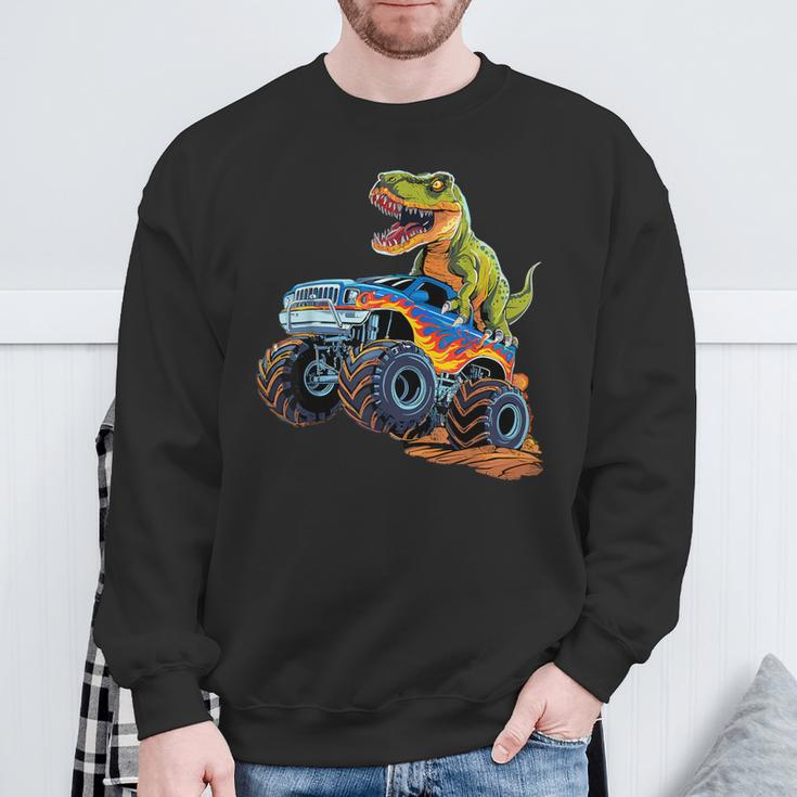 Monster Truck Dinosaur Birthday Party Monster Truck Boy Sweatshirt Gifts for Old Men