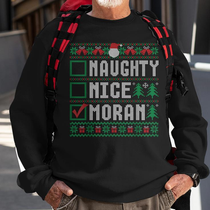 Moran Family Name Xmas Naughty Nice Moran Christmas List Sweatshirt Gifts for Old Men