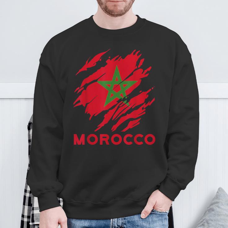 Morocco Flag Vintage Style Retro Morocco Football Mor Sweatshirt Geschenke für alte Männer