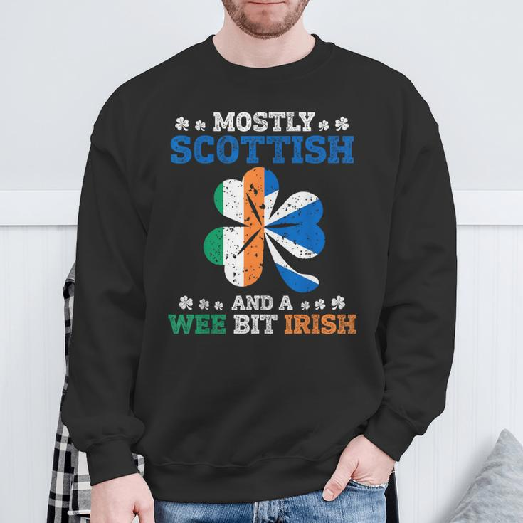 Mostly Scottish And A Wee Bit Irish St Patrick Day Sweatshirt Gifts for Old Men
