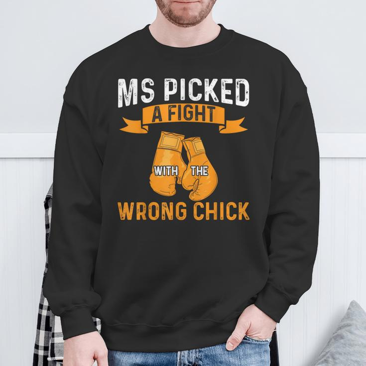 Ms Warrior Ms Picked A Fight Multiple Sclerosis Awareness Sweatshirt Gifts for Old Men