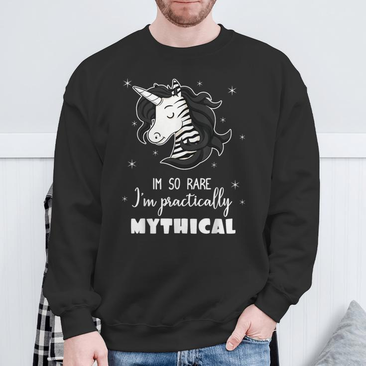 Mythical Unicorn Ehlers Danlos Black And White Zebra Stripe Sweatshirt Gifts for Old Men