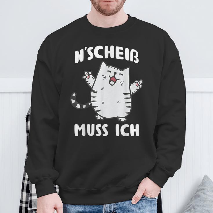 N Scheis Muss Ich Cat Nen Scheiss Sweatshirt Geschenke für alte Männer