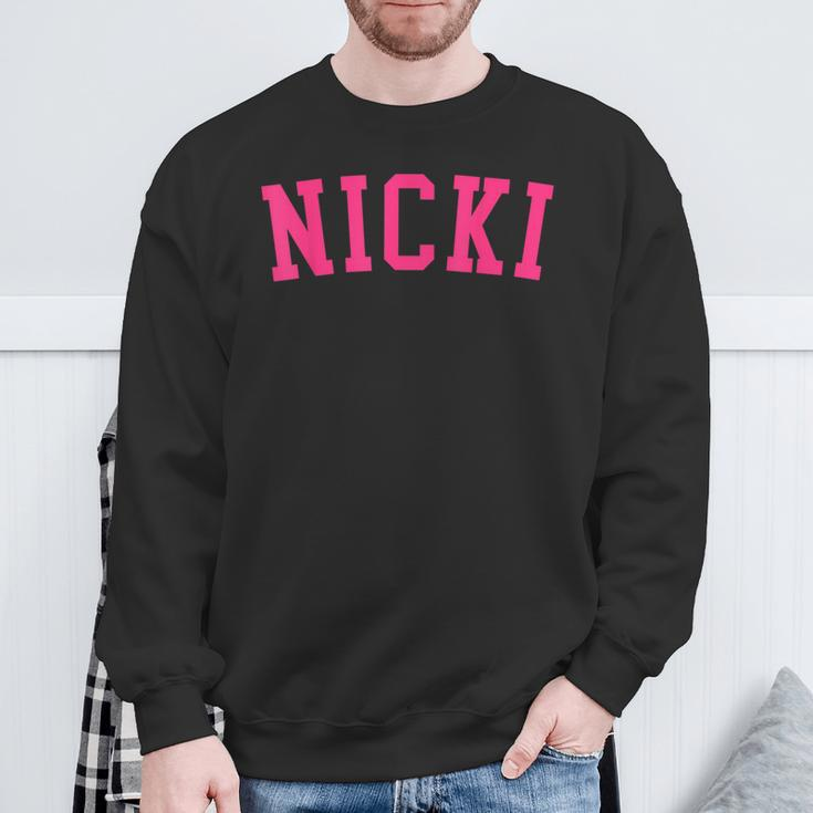 Name Nicki Personalized I Love Nicki Vintage Retro Sweatshirt Gifts for Old Men
