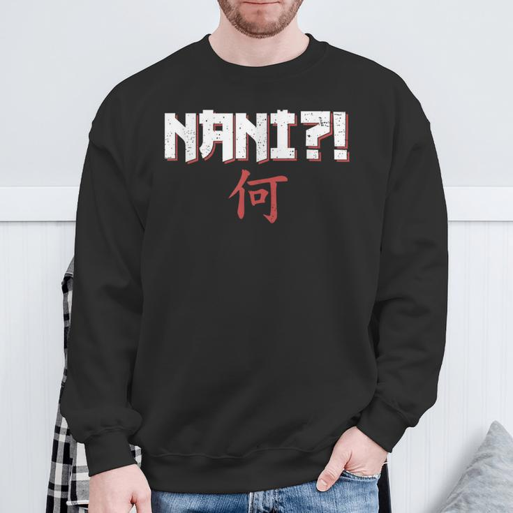 Nani Anime Lover Japanese Character Symbol Distressed Sweatshirt Gifts for Old Men
