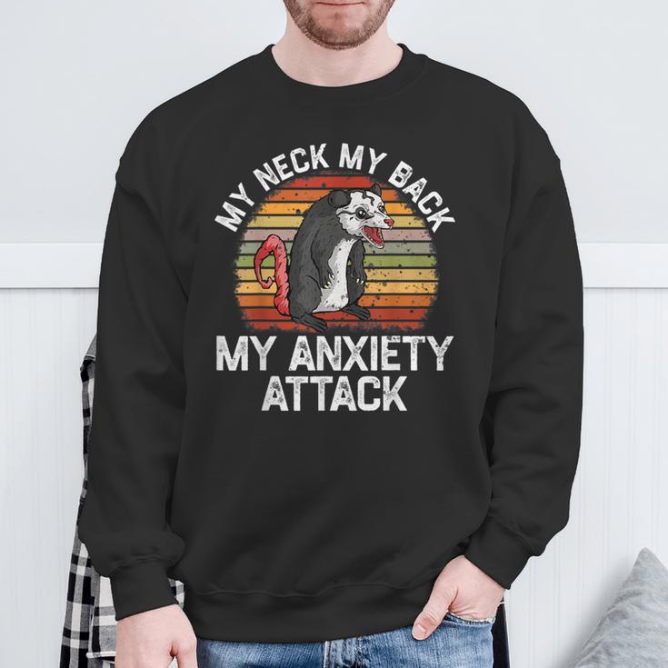 My Neck My Back My Anxiety Attack Opossum Sunset Vintage Sweatshirt Gifts for Old Men