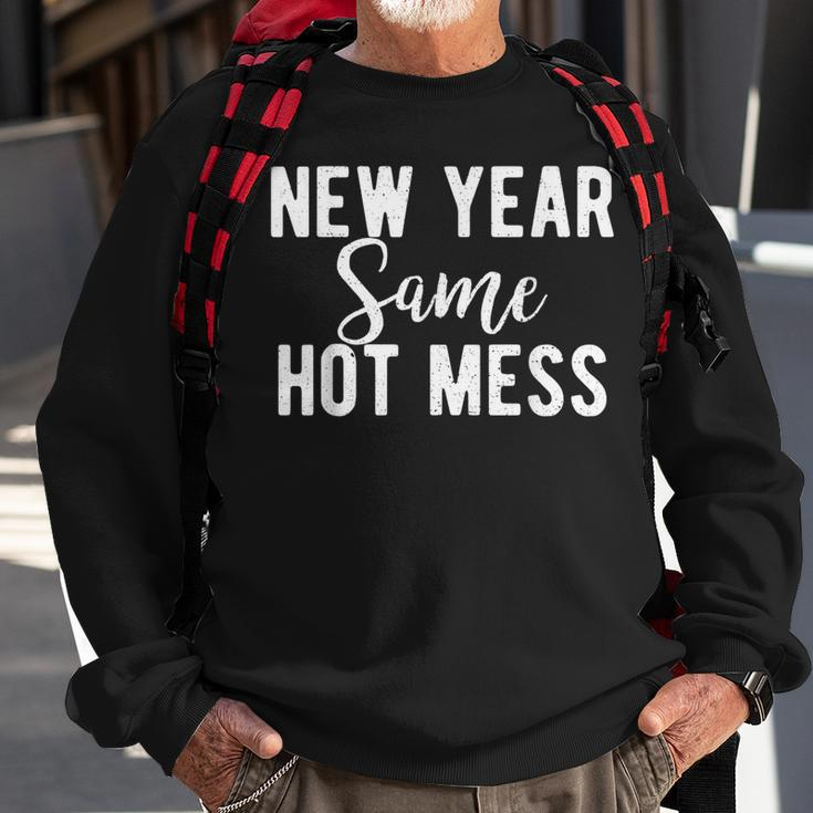 New Year Same Hot Mess Resolutions Workout Party Sweatshirt Gifts for Old Men
