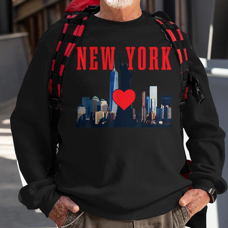 New York City Nyc Ny Skyline Statue Of Liberty Heart Sweatshirt Gifts for Old Men