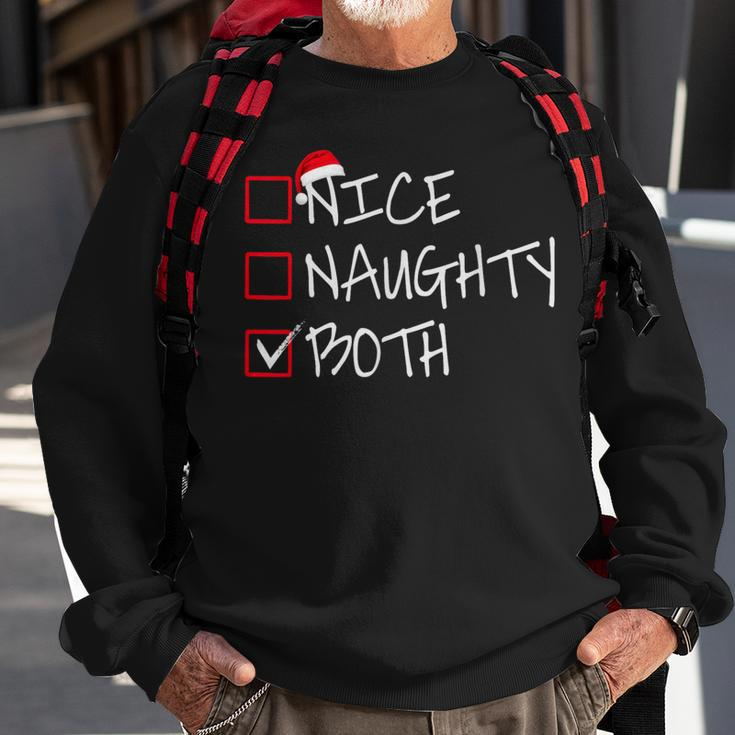 Nice Naughty Both Santa's List Christmas Family Joke Sweatshirt Gifts for Old Men