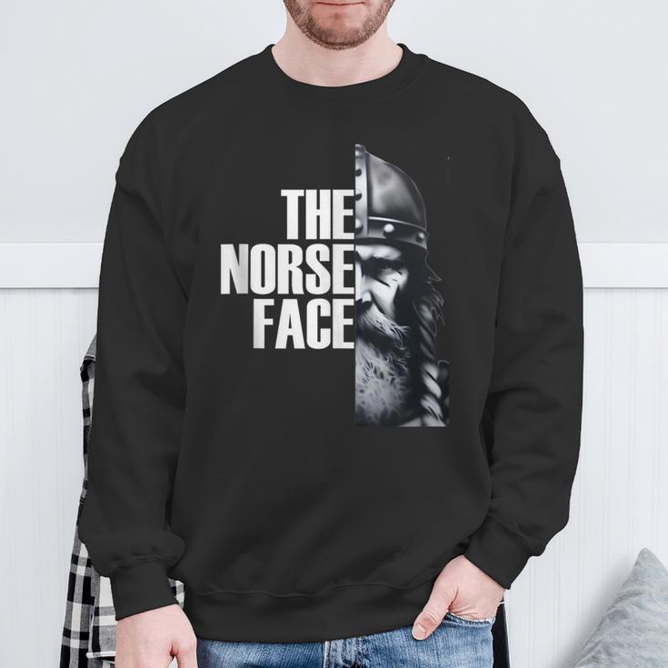 The Norse Face Viking Warrior Face Sweatshirt Gifts for Old Men