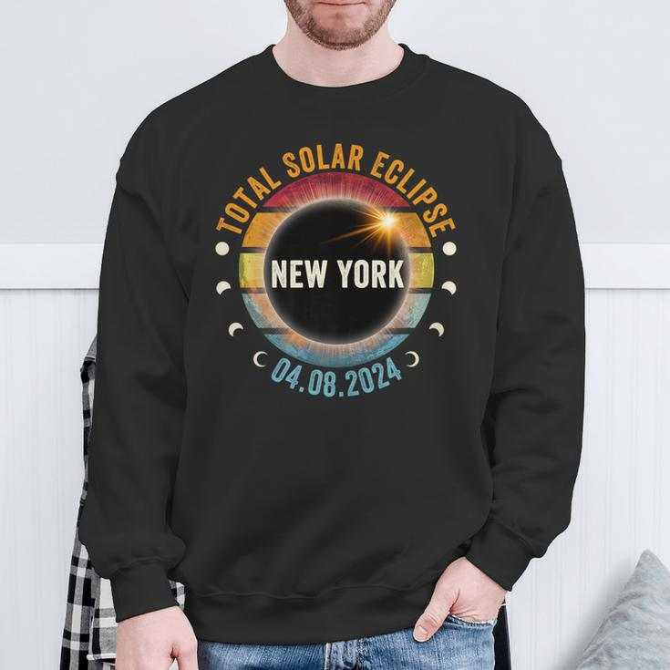 North America Total Solar Eclipse 2024 New York Usa Sweatshirt Gifts for Old Men