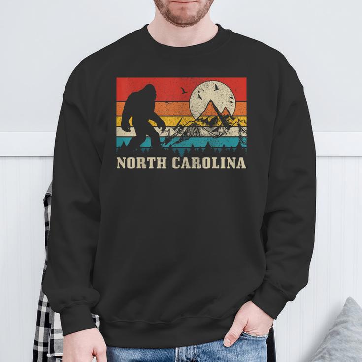 North Carolina Bigfoot Vintage Mountains Hiking Camping Sweatshirt Gifts for Old Men