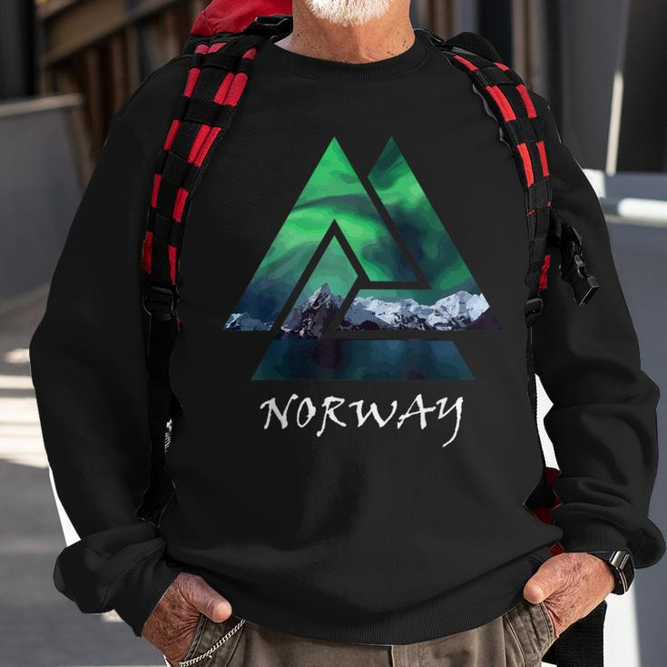 Norway Northern Lights Geometric Travel Sweatshirt Gifts for Old Men