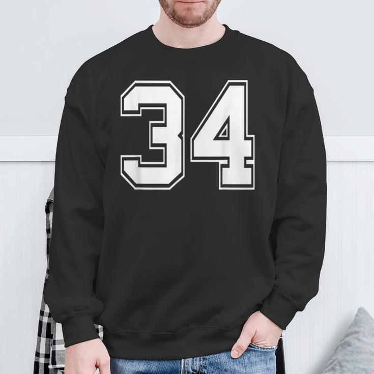 Number 34 Baseball Football Soccer Birthday Sweatshirt Gifts for Old Men