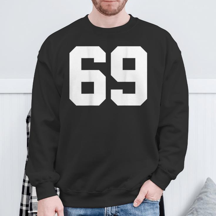 Number 69 Print On Back Only Cotton Team Jersey Sweatshirt Gifts for Old Men