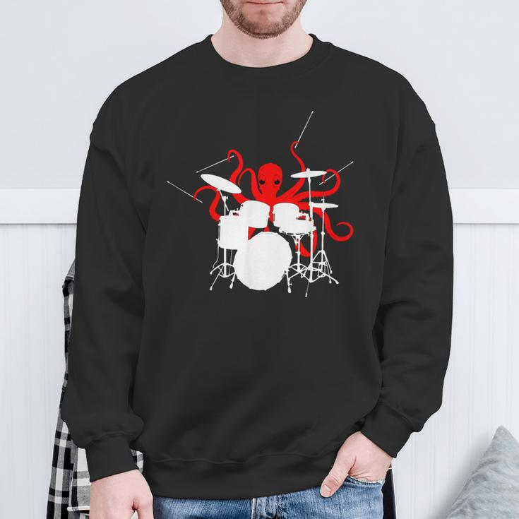 Octopus Playing Drums Drummer Musician-Octopus Lover Sweatshirt Gifts for Old Men