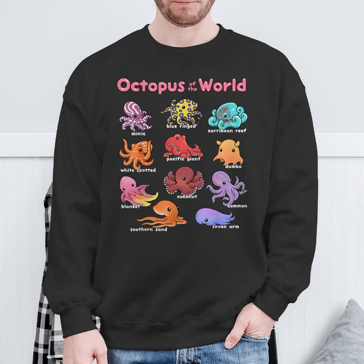 Octopus Sea Animals Of The World Octopus Lover Educational Sweatshirt Gifts for Old Men