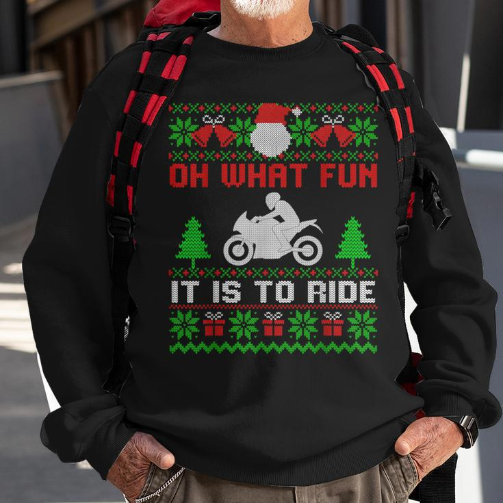 Oh What Fun It Is To Ride Motorcycle Ugly Christmas Sweatshirt Gifts for Old Men