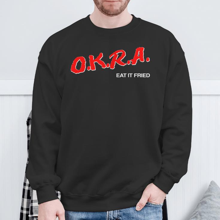 OKRA Eat It Fried Sweatshirt Gifts for Old Men