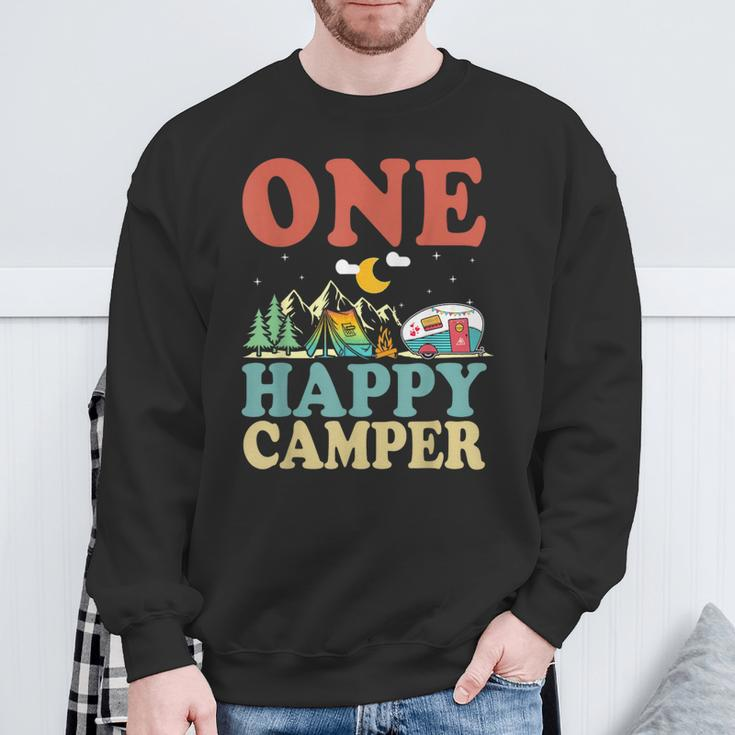 One Happy Camper First Birthday Camping Family Matching Sweatshirt Gifts for Old Men