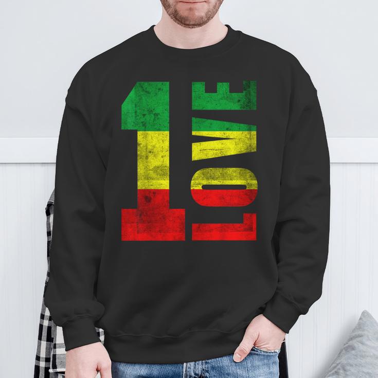 One Love Rasta Reggae Jamaican Pride Positivity Vintage Sweatshirt Gifts for Old Men