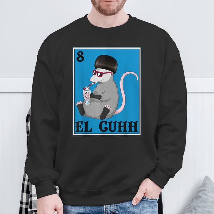 Opossum El Cuhh Takuache Cuh Trash Possum Mexican Card Sweatshirt Gifts for Old Men