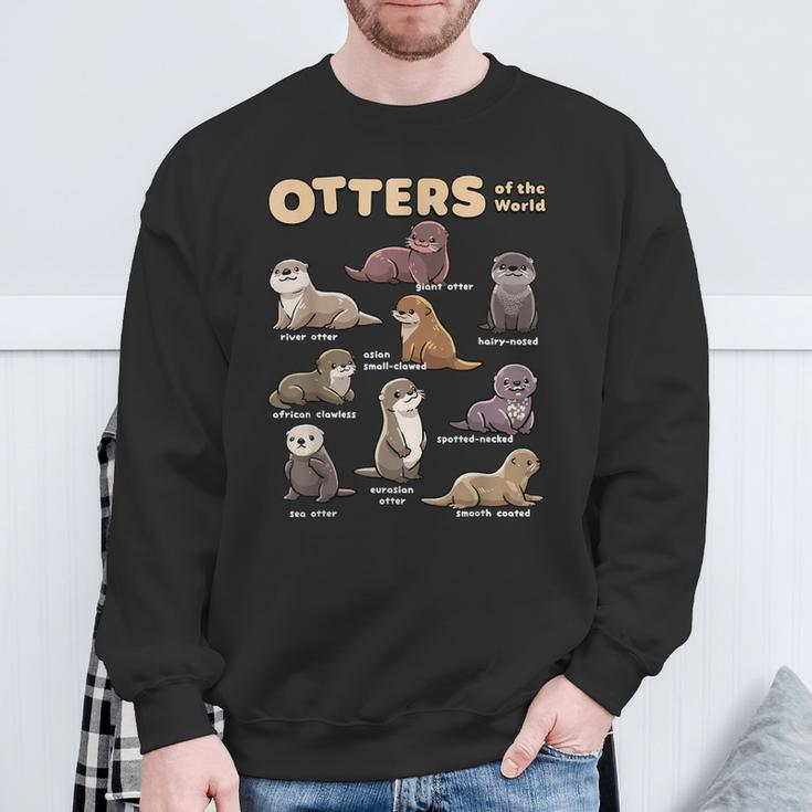 Otter Sea Animals Of The World Chibi Otter Lover Educational Sweatshirt Gifts for Old Men