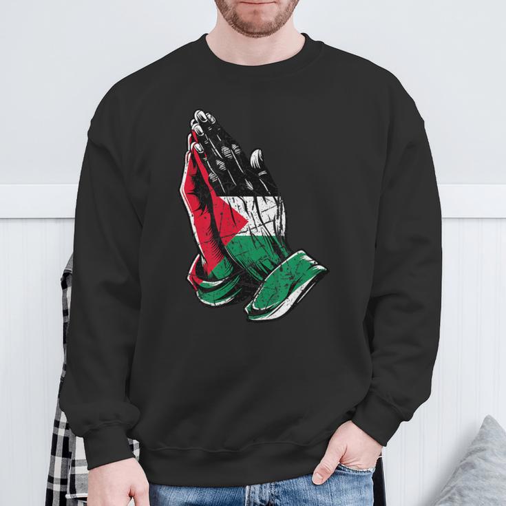 Palästina Flagge In Betenden Händen Patriotische Flagge Sweatshirt Geschenke für alte Männer