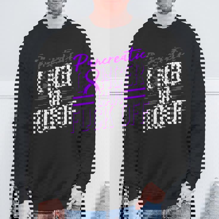 Pancreatic Cancer Fuck Off Purple Ribbon Support Sweatshirt Gifts for Old Men